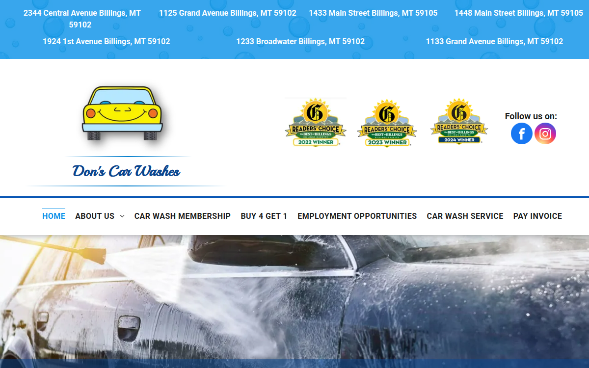 Don's Car Wash website screenshot