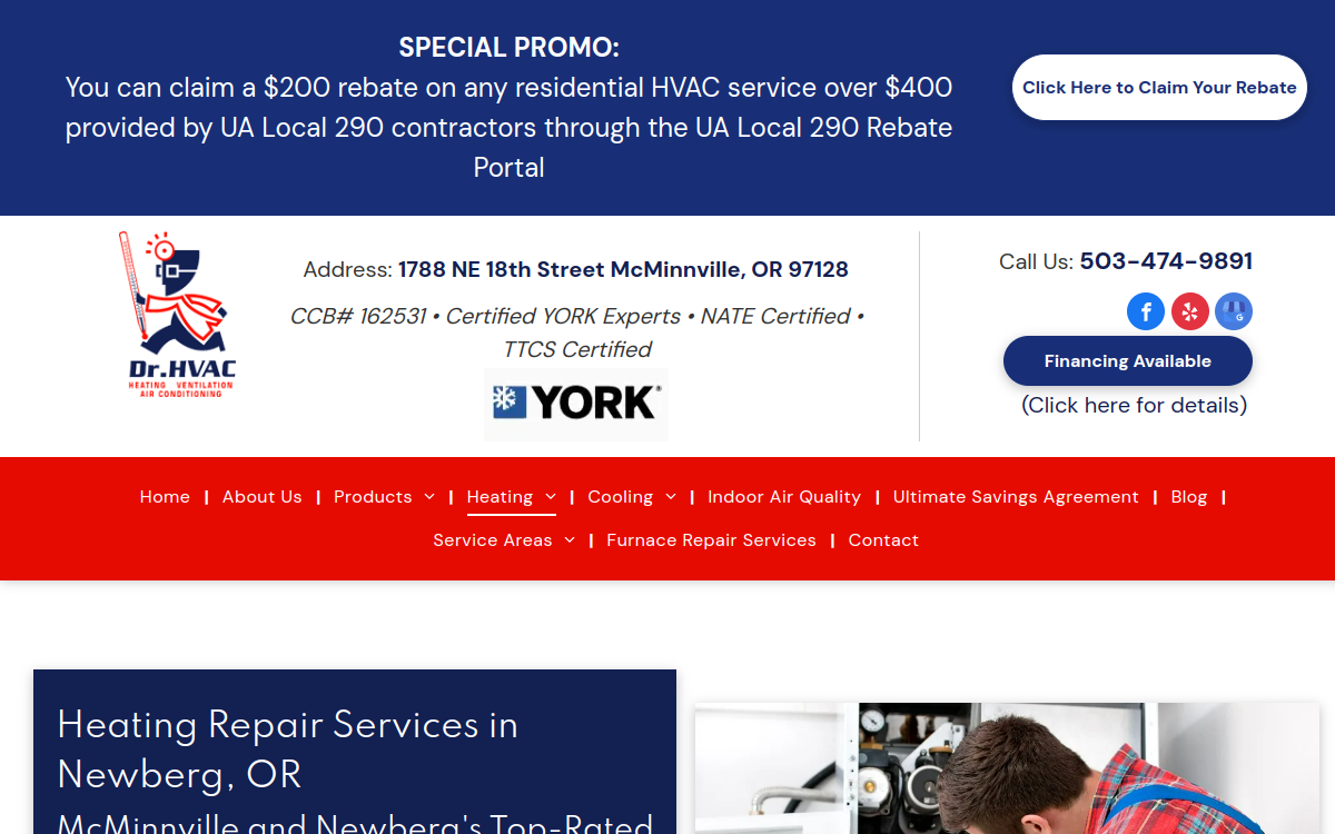 Dr HVAC, Inc website screenshot