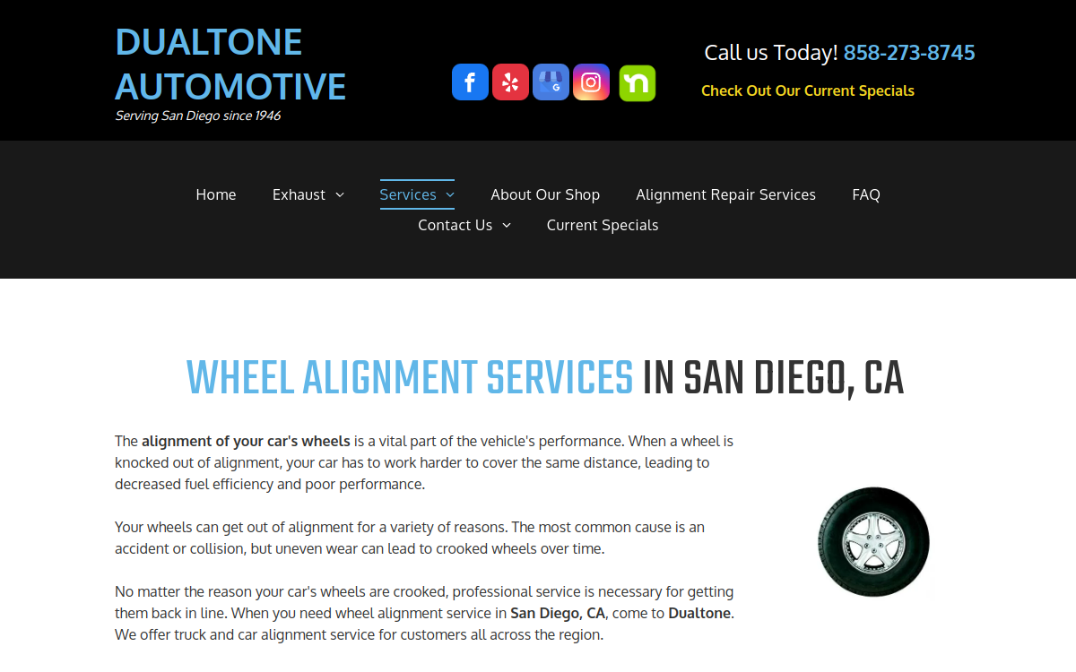 Dualtone Muffler Brake and Alignment website screenshot