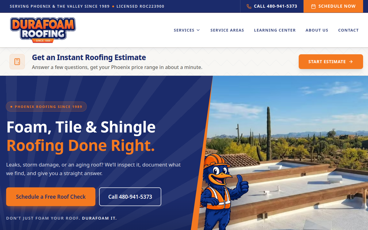 Durafoam Roofing LLC website screenshot