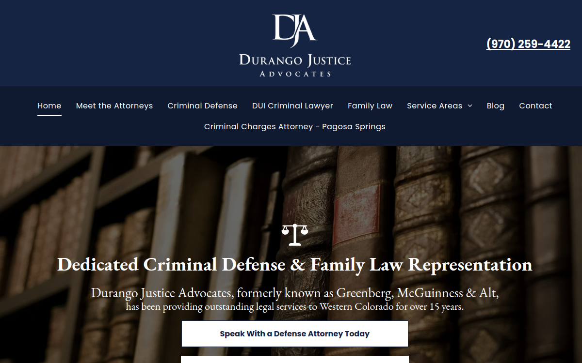 Durango Justice Advocates LLC website screenshot