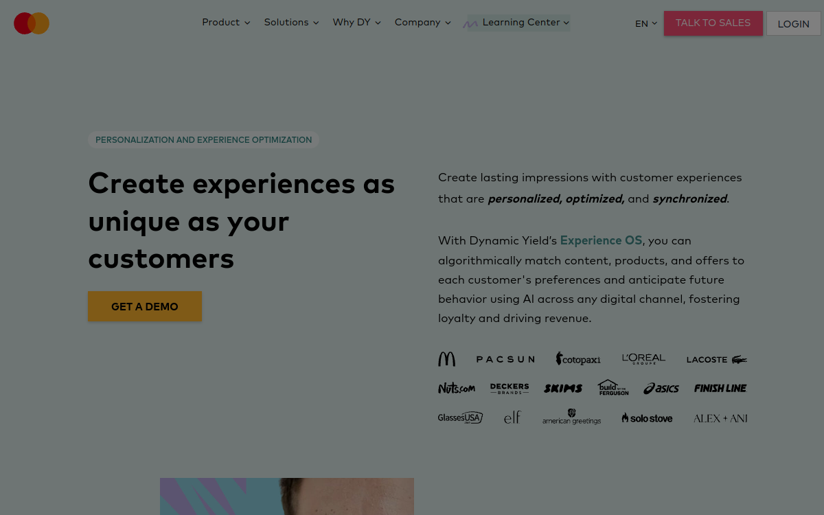 Dynamic Yield website preview