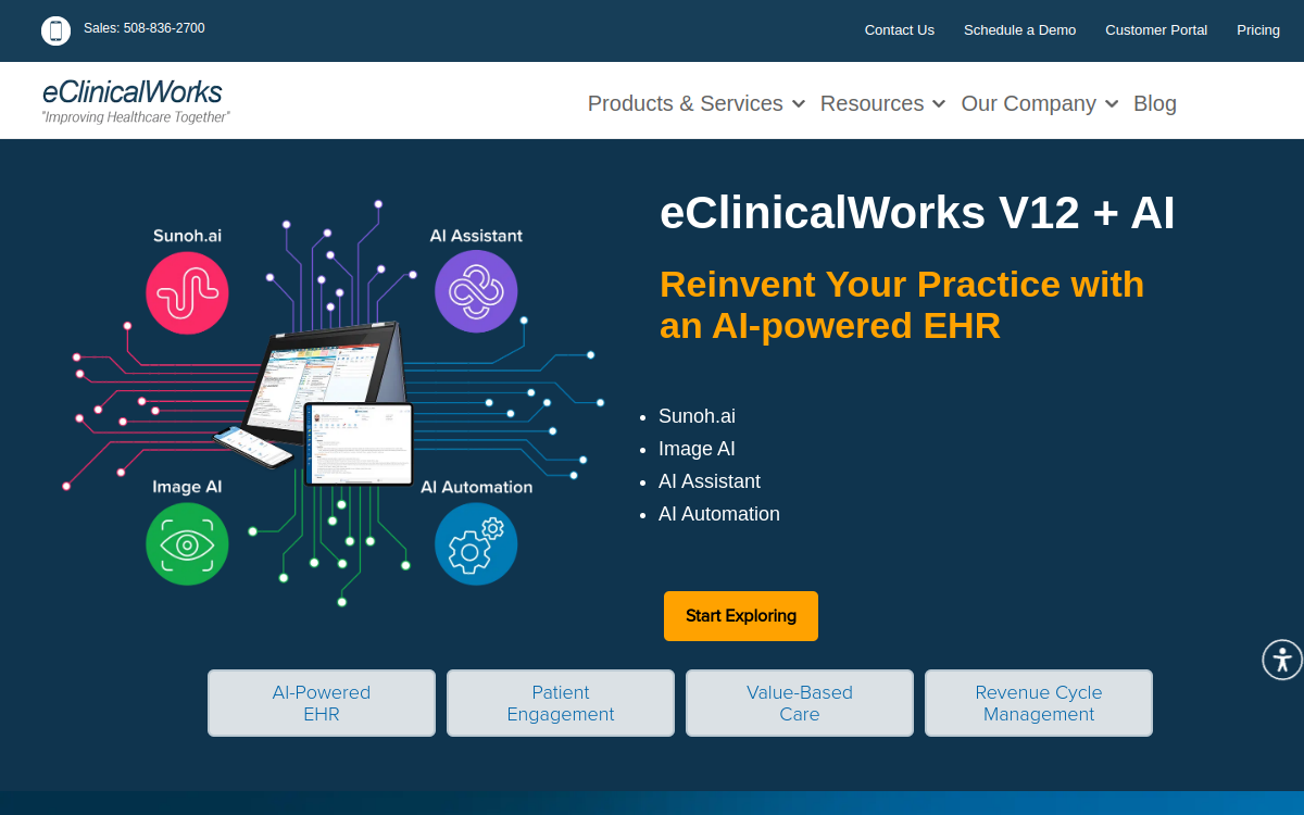 eClinicalWorks EHR website screenshot