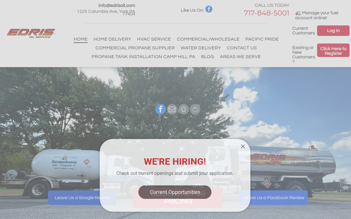 Edris Oil Service Inc. website screenshot