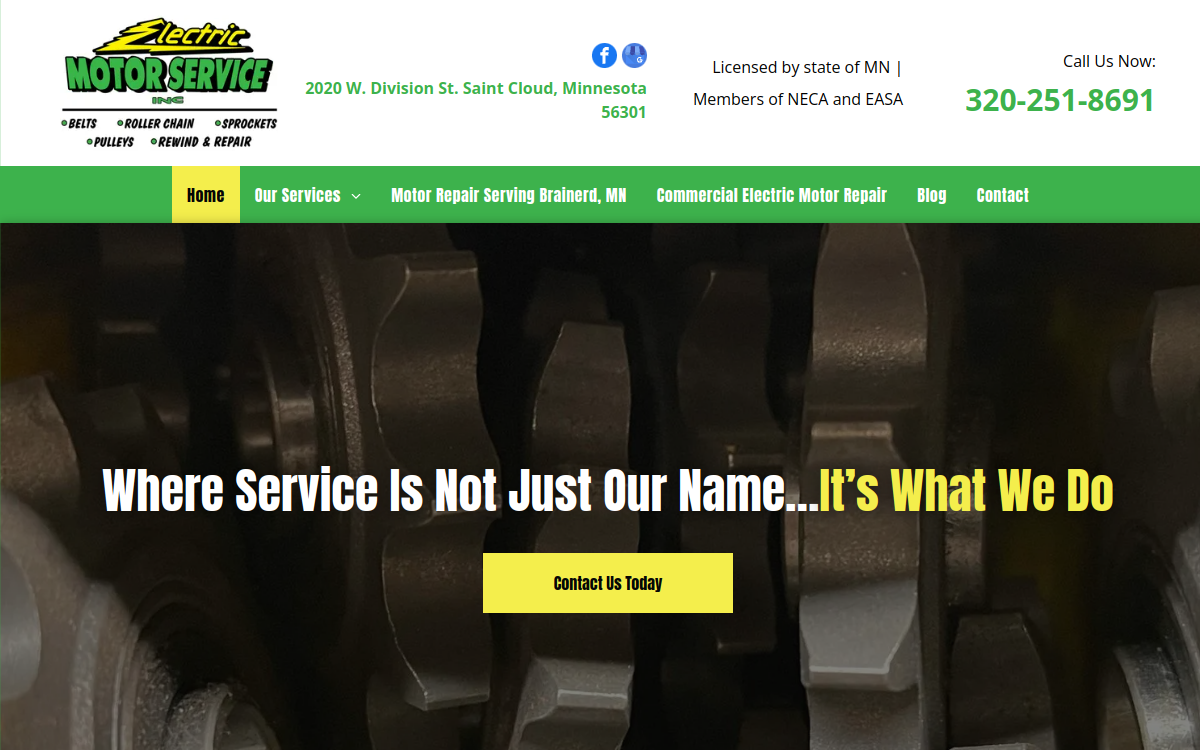 Electric Motor Services, Inc website screenshot