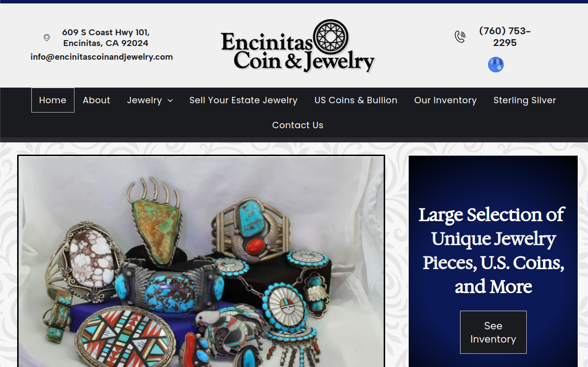 Encinitas Coin & Jewelry website screenshot