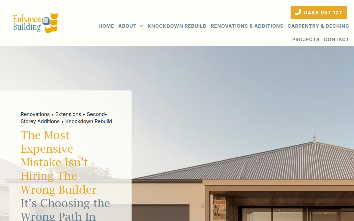 Enhance Building website screenshot