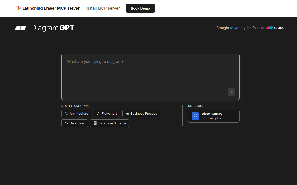 Screenshot of Eraser DiagramGPT