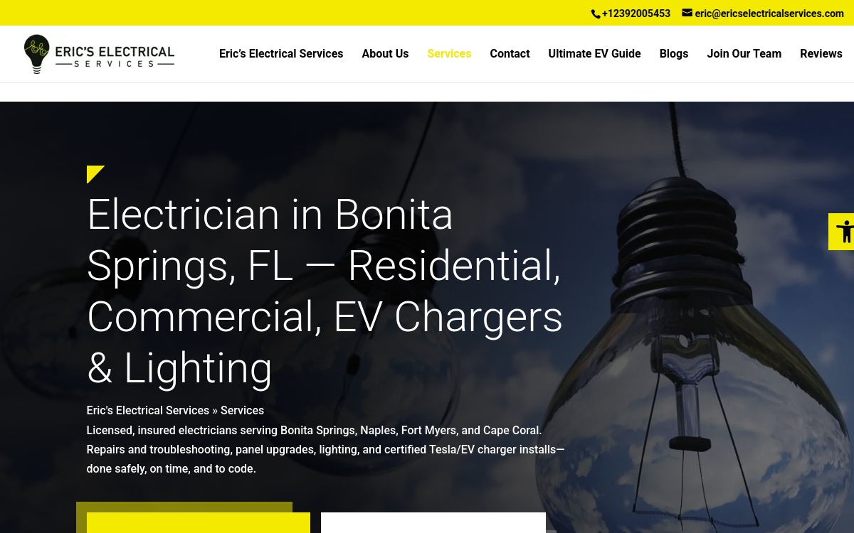 Eric's Electrical Service website screenshot