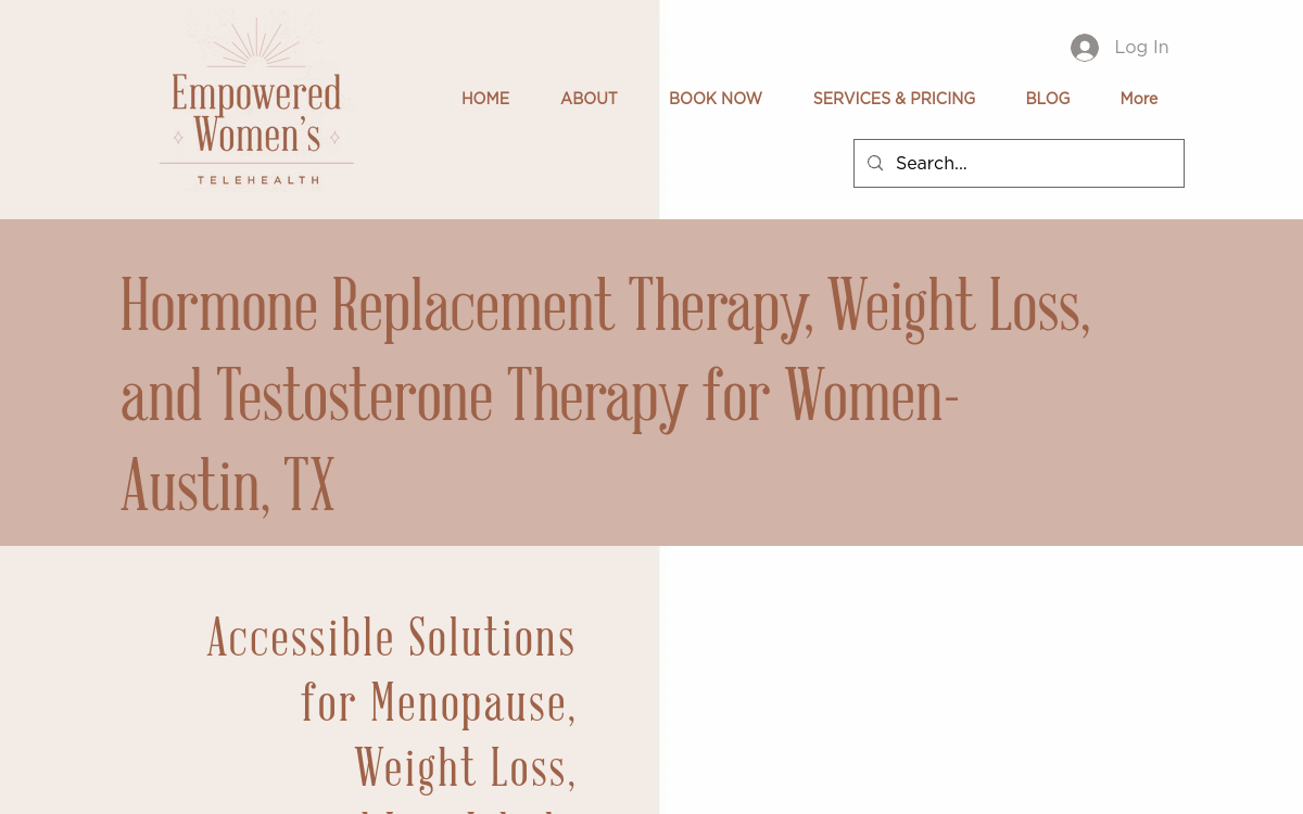 Empowered Women's Telehealth website screenshot