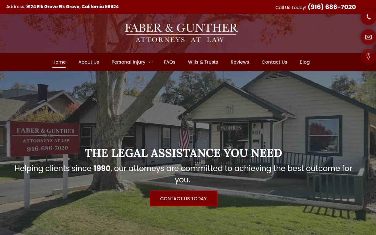 The Law Office of Michael Faber website screenshot