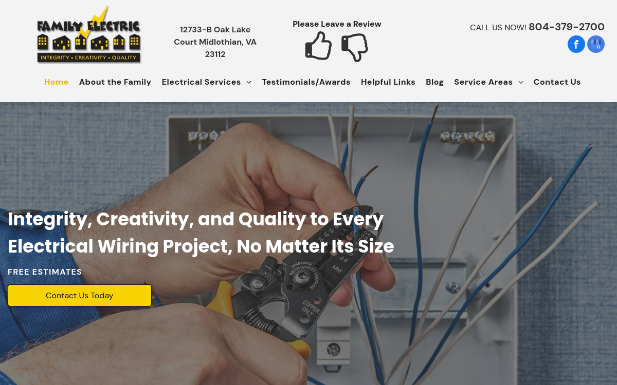 Family Electric Inc website screenshot