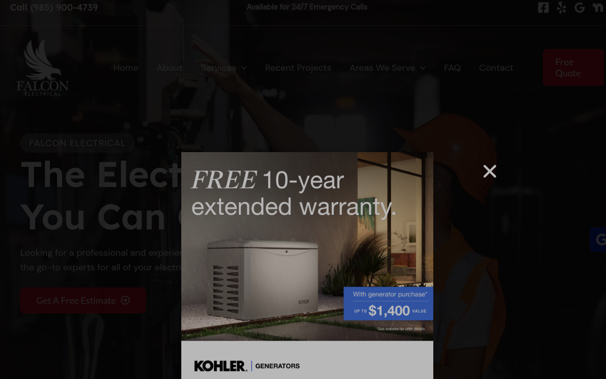 Falcon Electrical website screenshot
