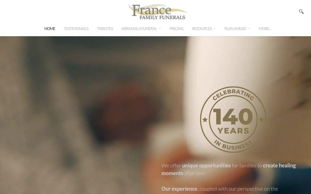 France Family Funerals Port Stephens website screenshot