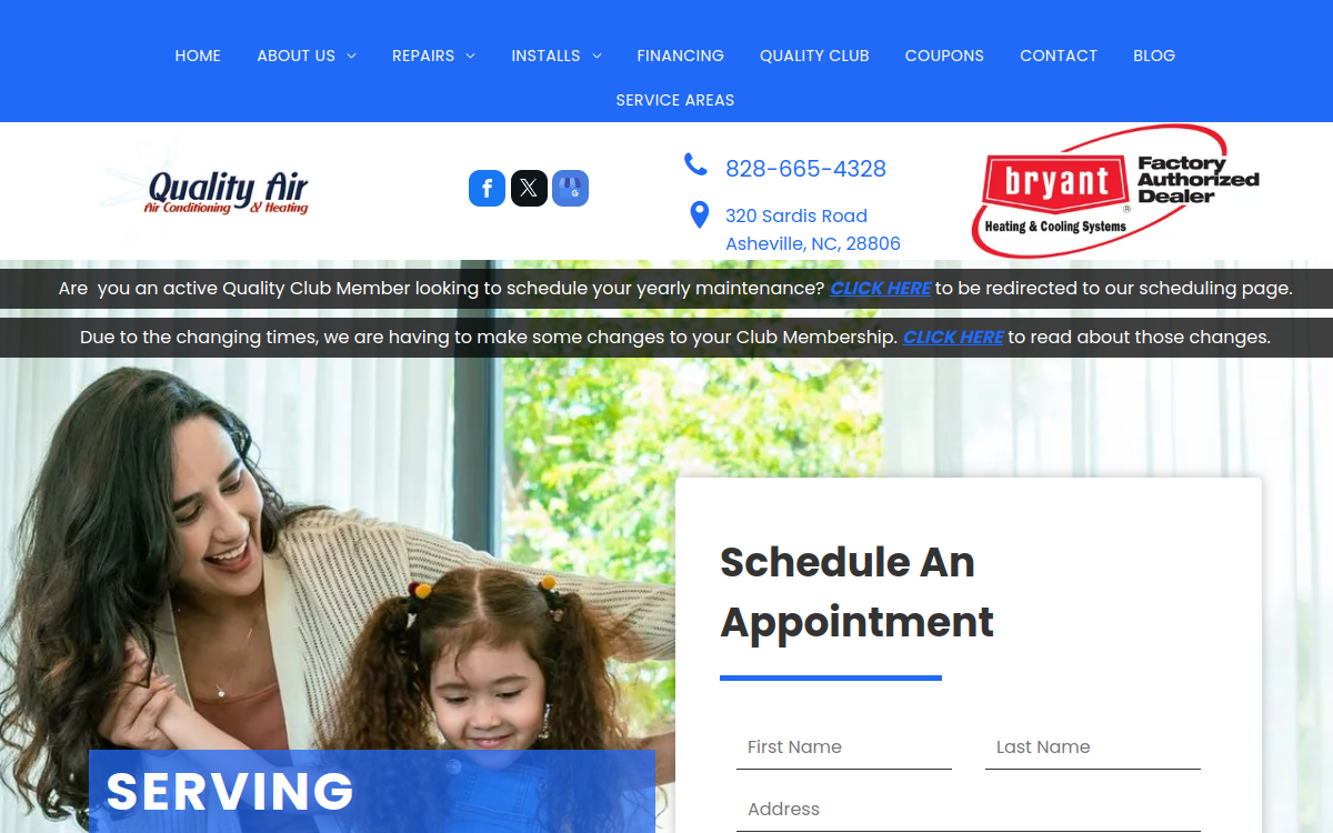 Quality Air website screenshot