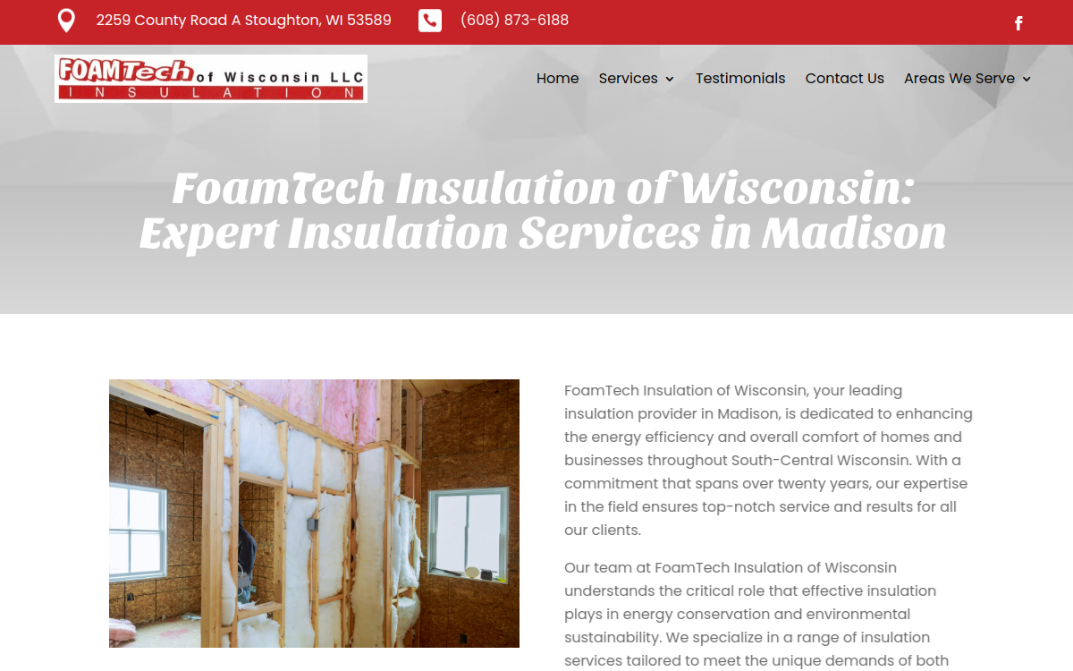 FoamTech Insulation of Wisconsin LLC website screenshot