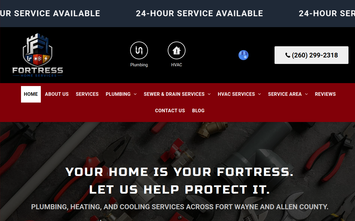 Fortress Plumbing & HVAC LLC website screenshot