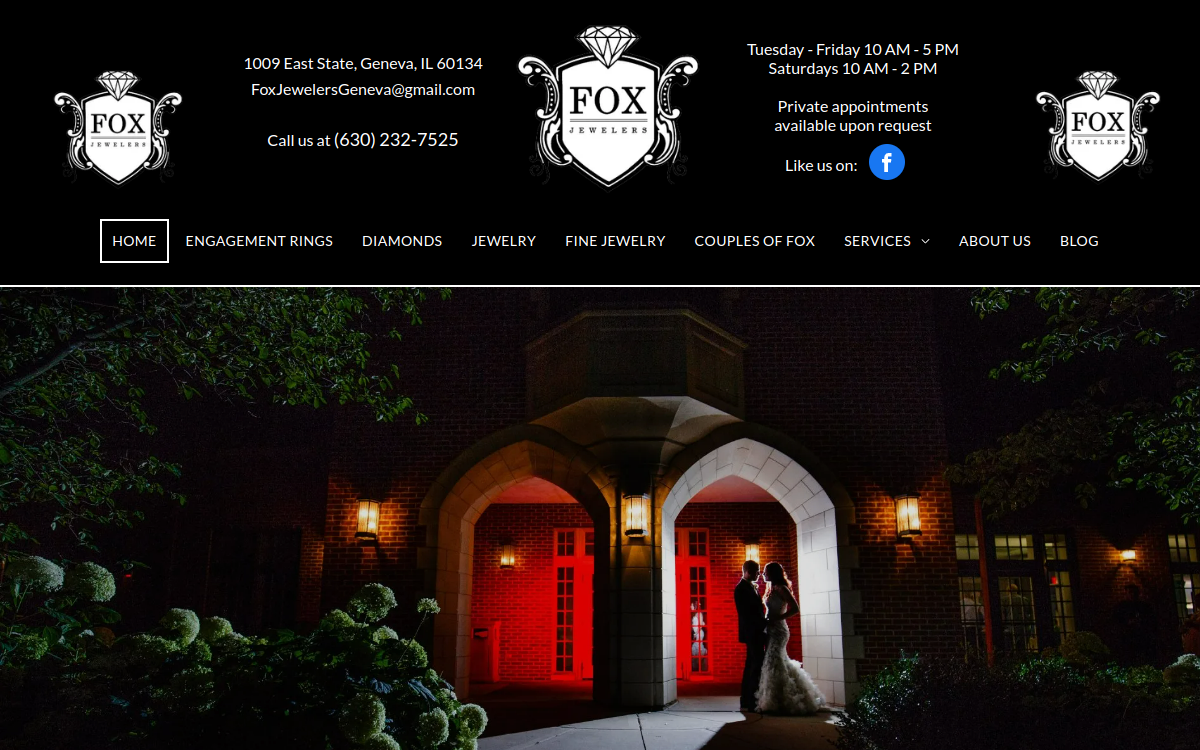 Fox Jewelers website screenshot