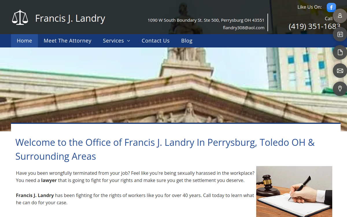 Francis J. Landry website screenshot