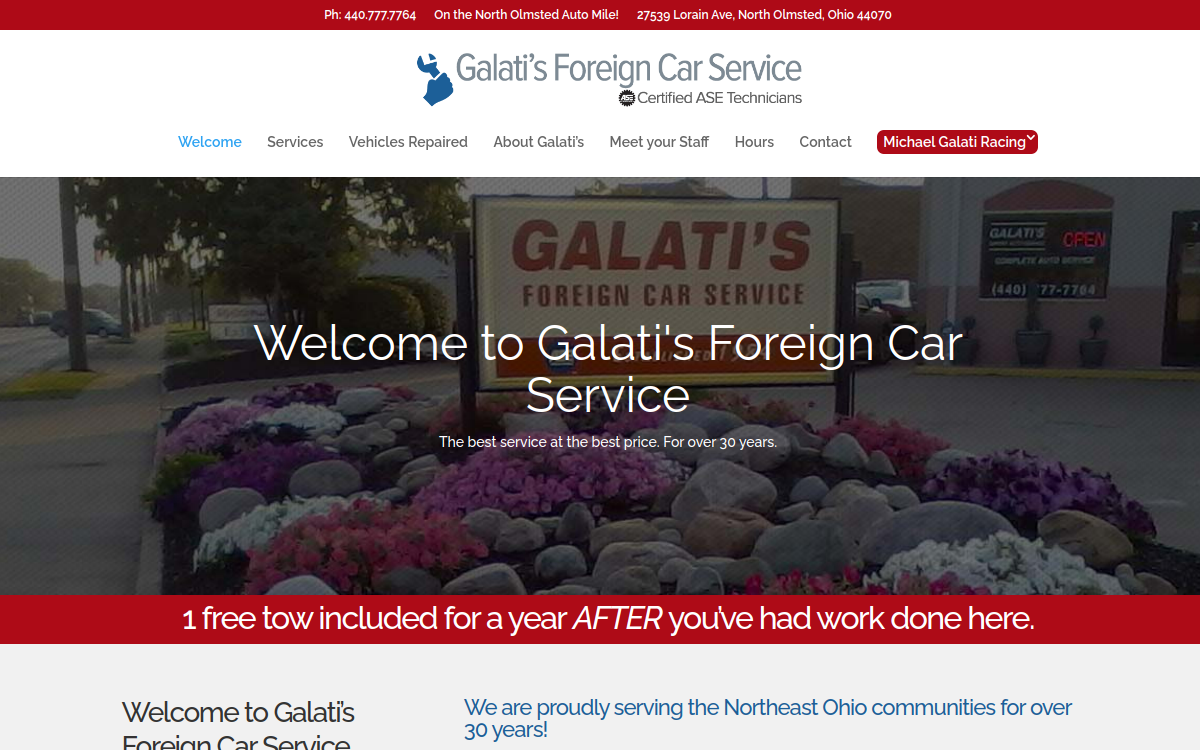 Galati Foreign Car Service INC website screenshot