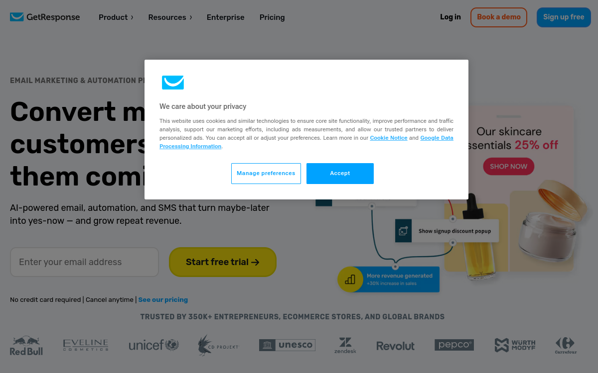 Screenshot of GetResponse