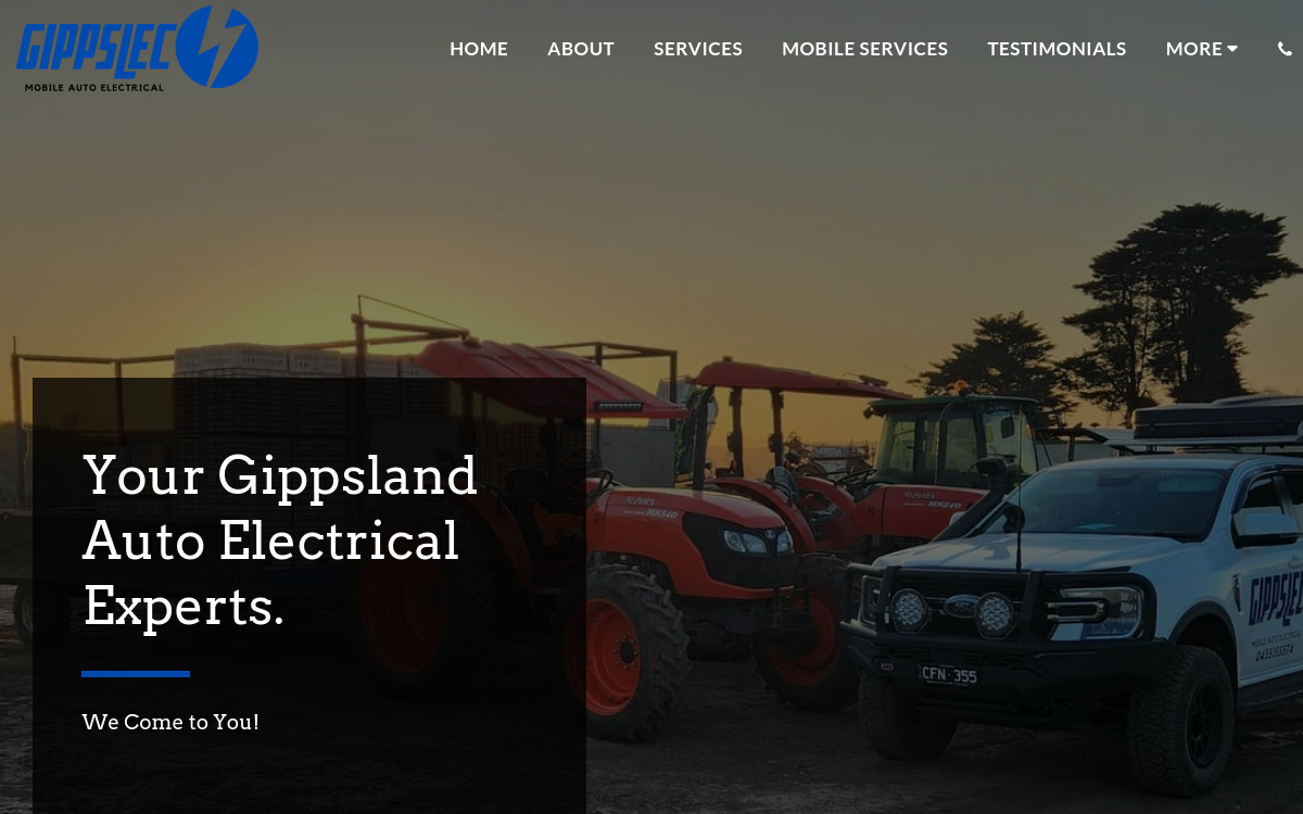 Gippslec Auto Electrical website screenshot