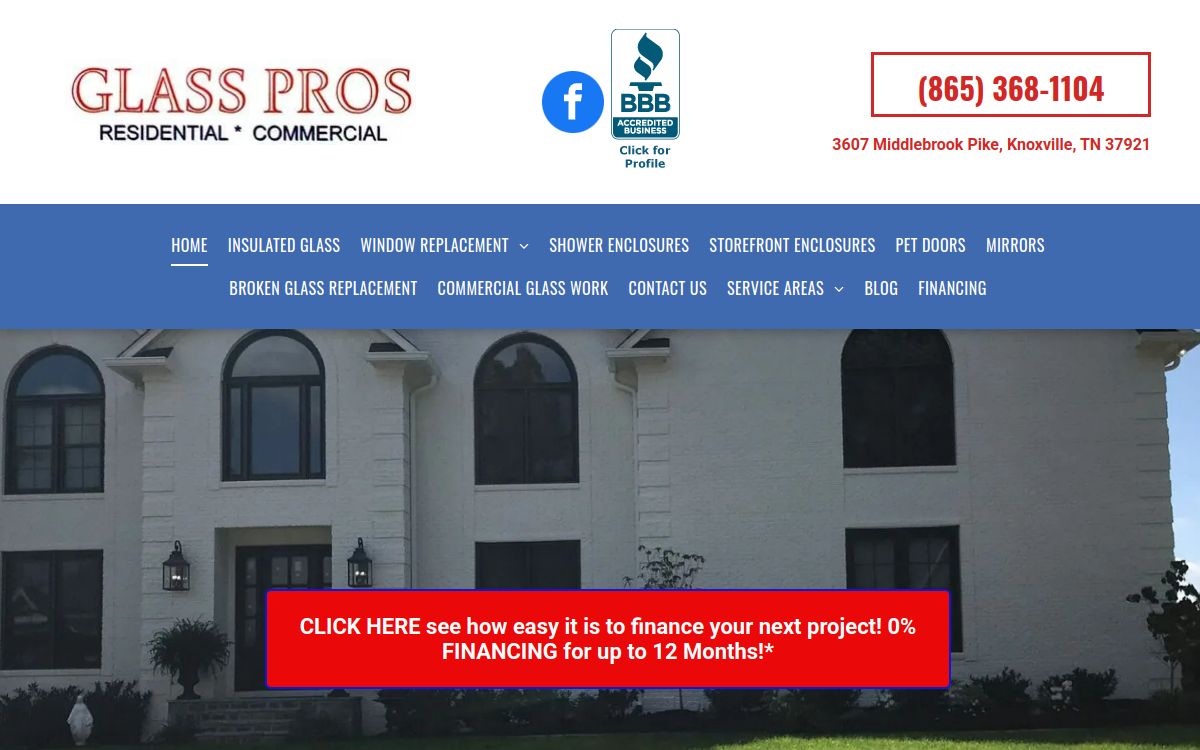 Glass Pros website screenshot