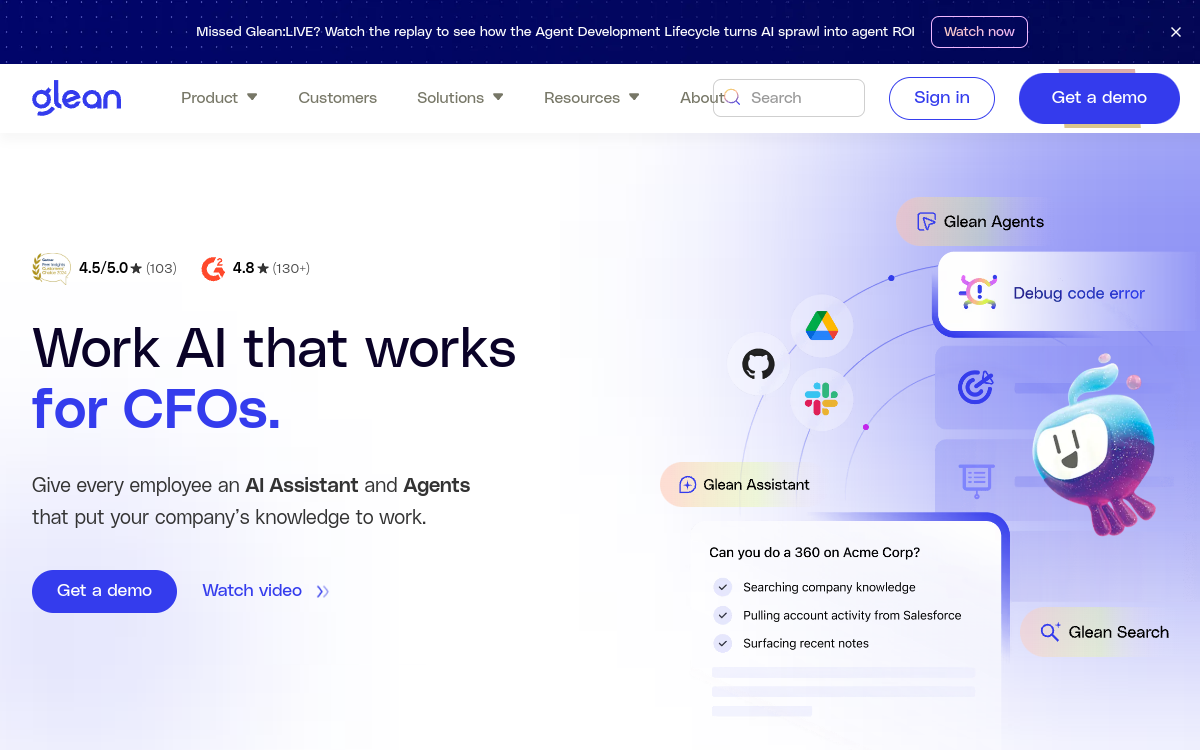 Glean website preview