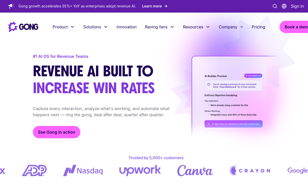 Gong website preview