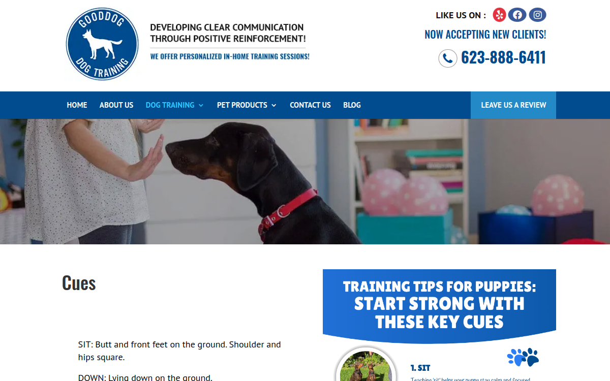 Gooddog Dog Training website screenshot