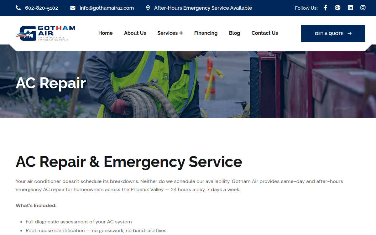 Gotham Air, LLC website screenshot