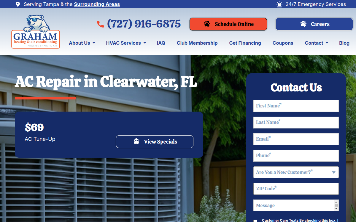 Graham Heating & Air Conditioning website screenshot