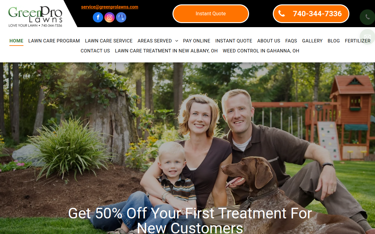Green Pro Lawns website screenshot