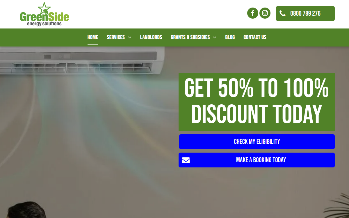 GreenSide Energy Solutions - Auckland website screenshot