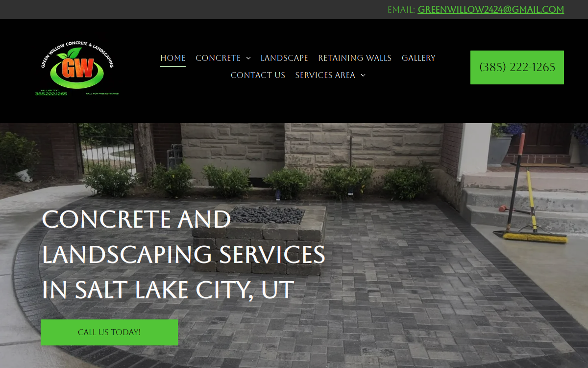 Green Willow Concrete & Landscaping, LLC website screenshot
