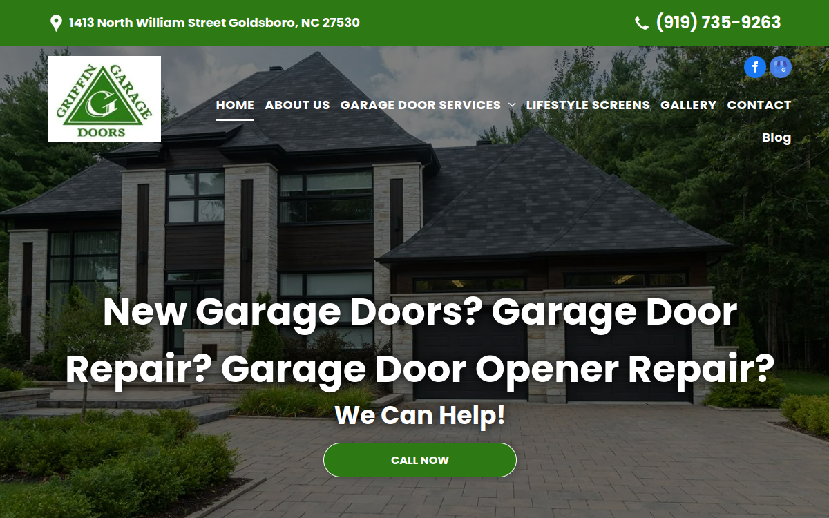 Griffin Garage Doors website screenshot