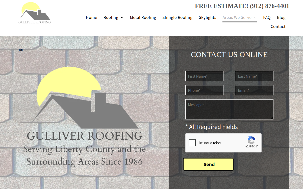 Gulliver Roofing website screenshot