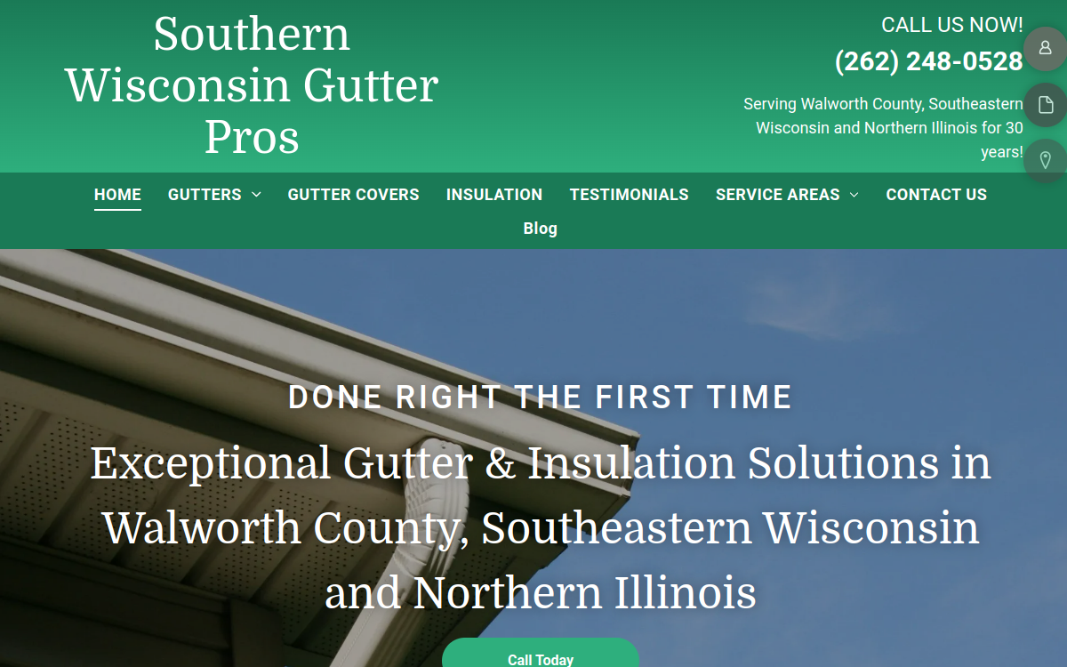 Southern Wisconsin Gutterpros website screenshot