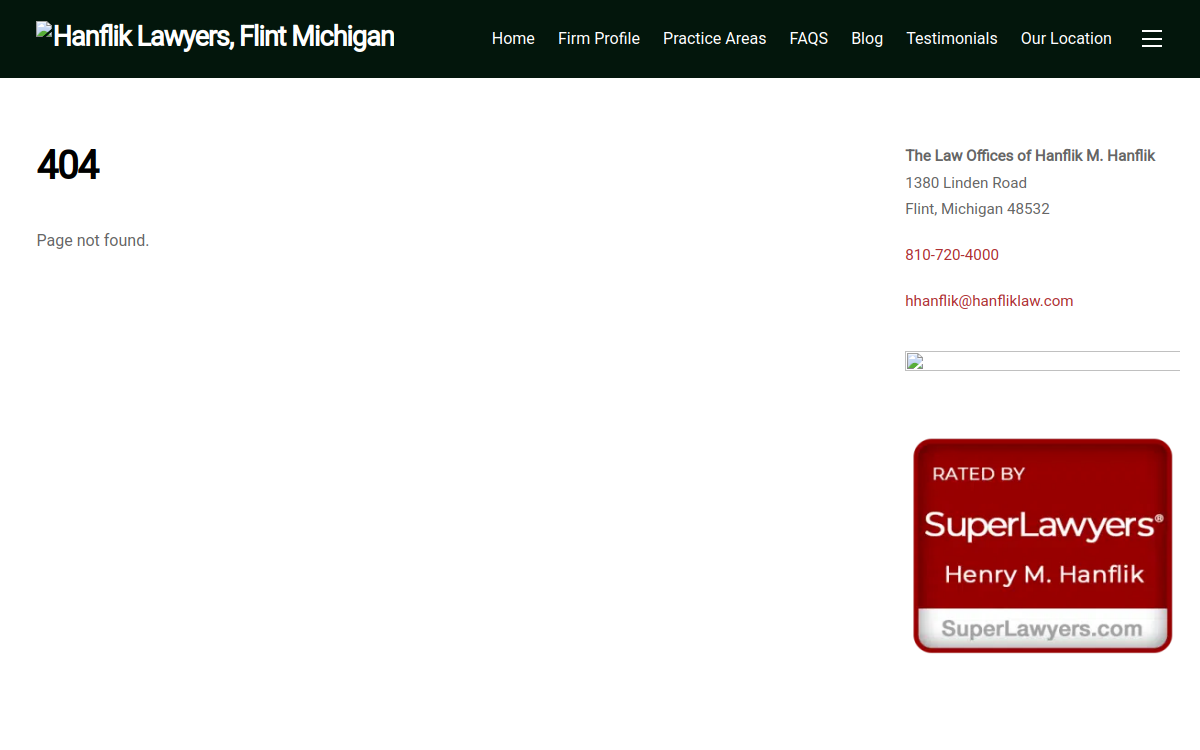 The Law Offices of Henry M. Hanflik website screenshot