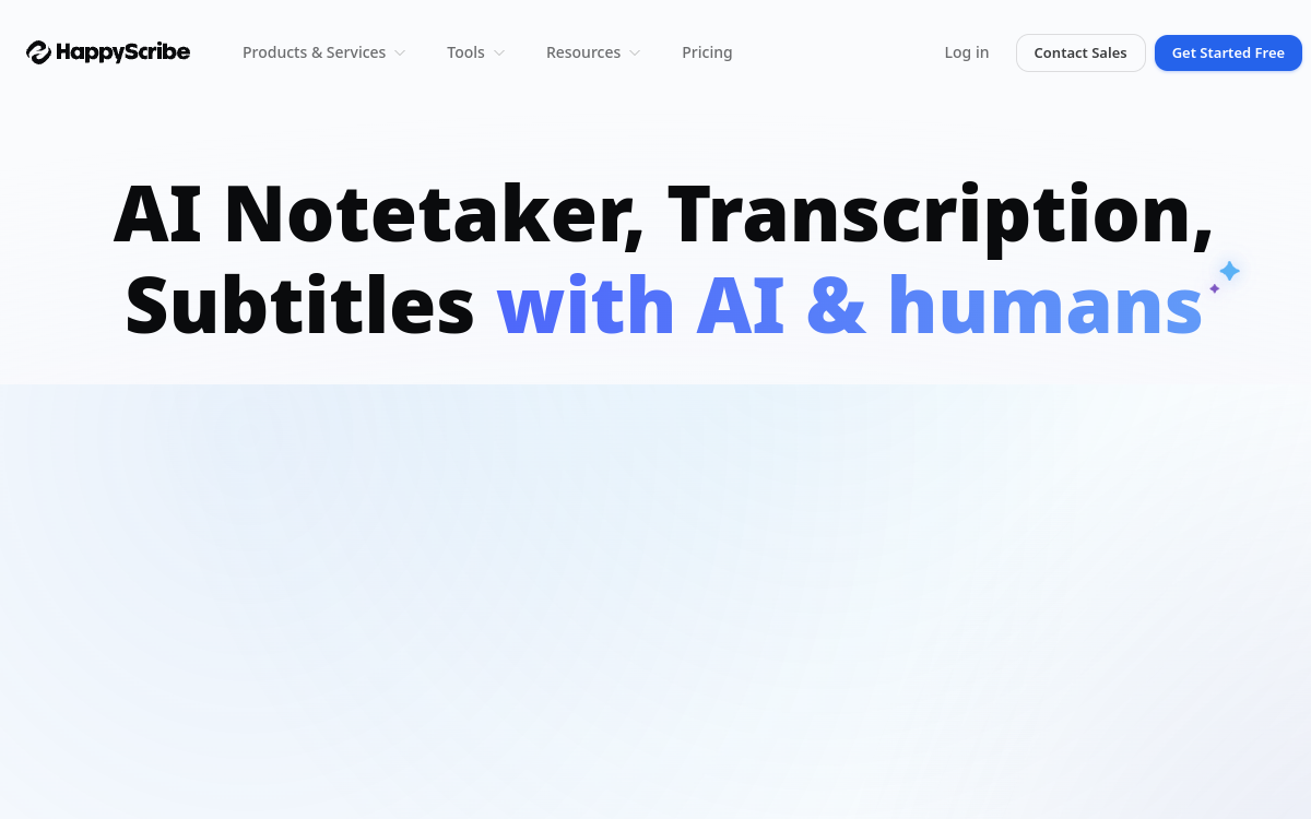 Happy Scribe website preview