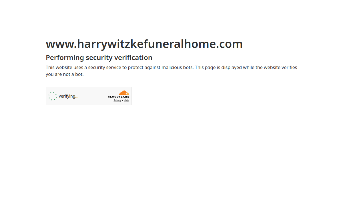 Harry H Witzke's Family Funeral Home website screenshot