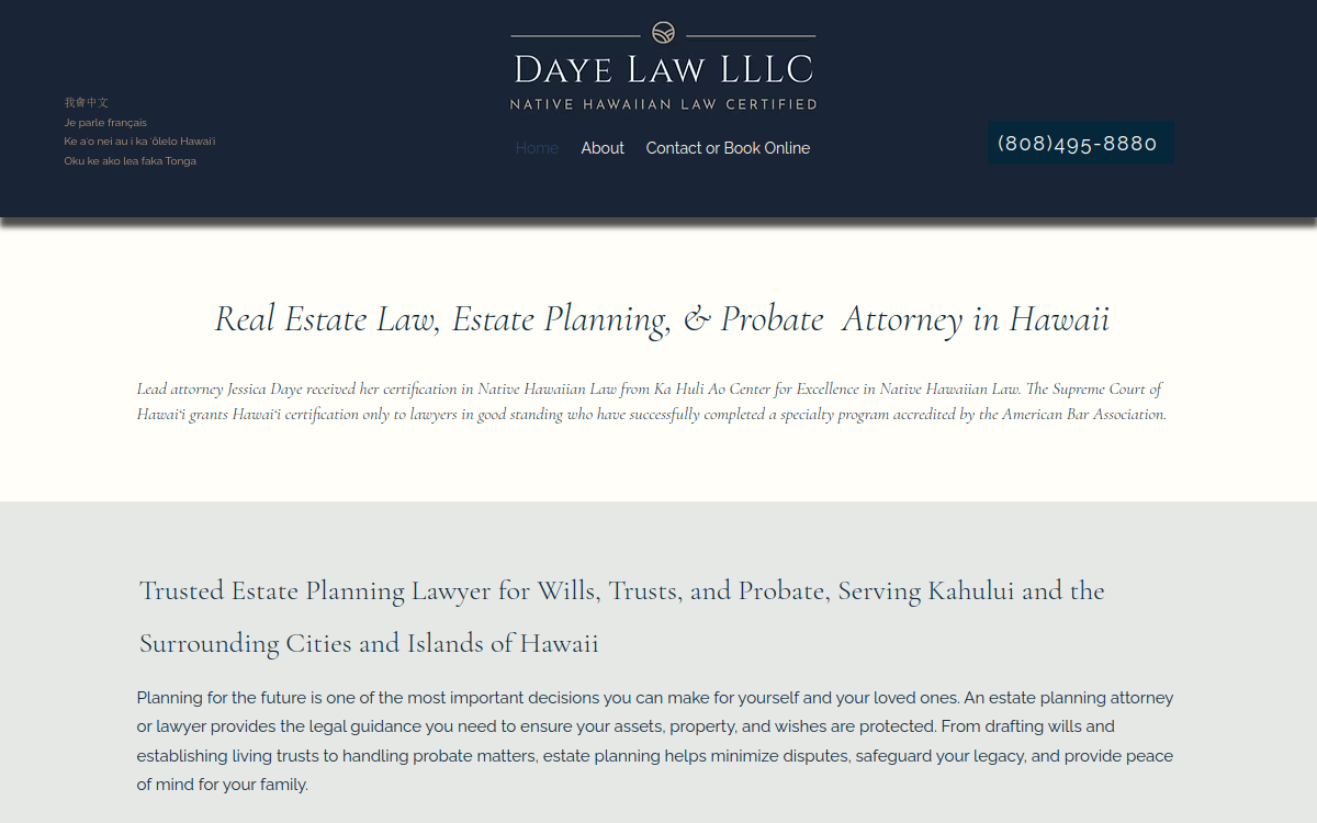 Hawaii Daye Law website screenshot