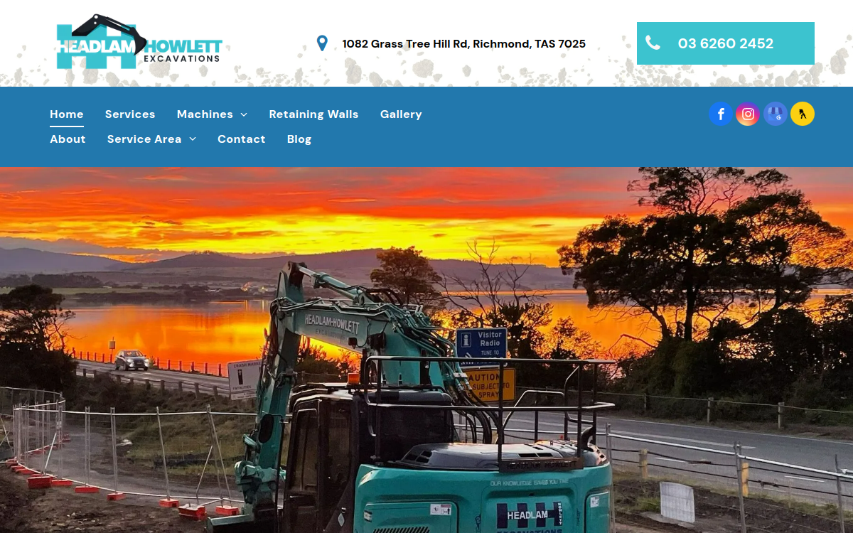 Headlam Howlett Excavations website screenshot