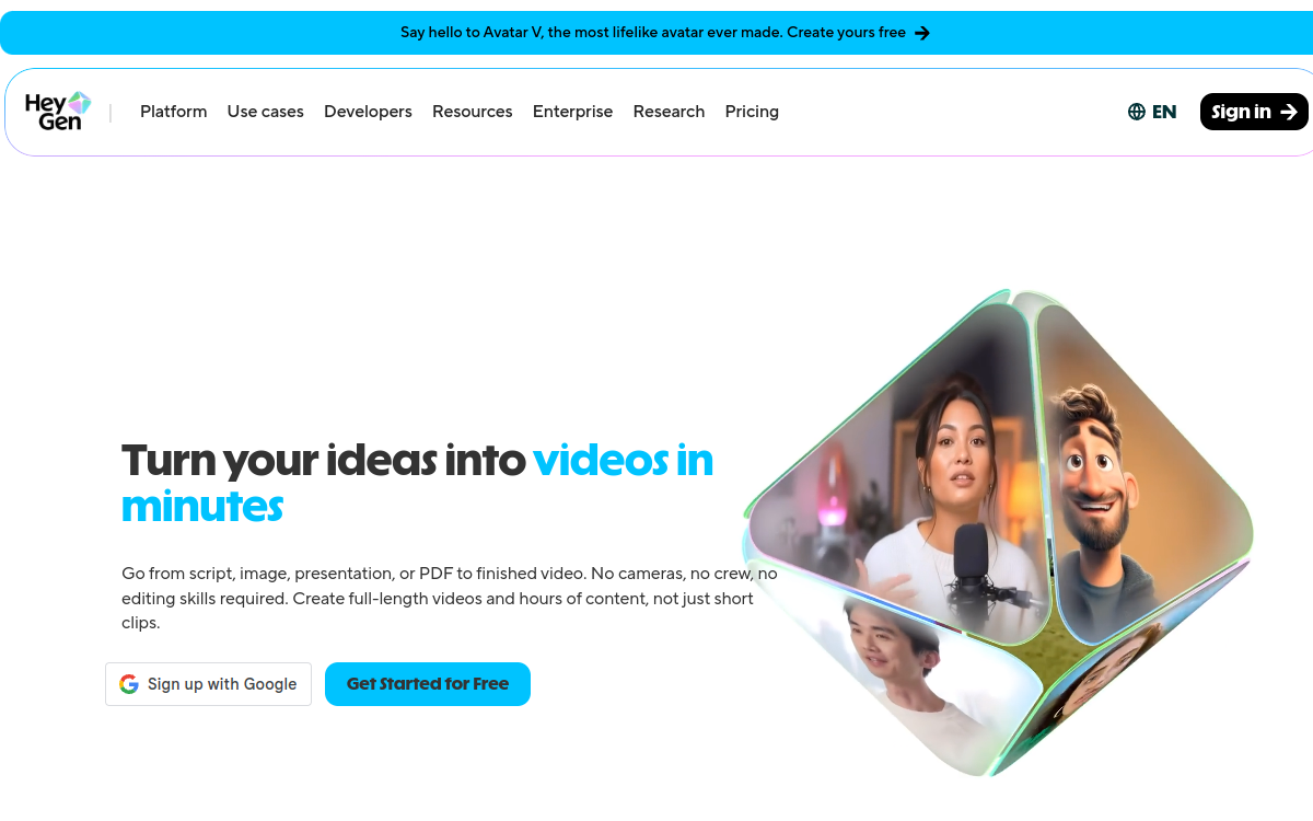HeyGen website preview