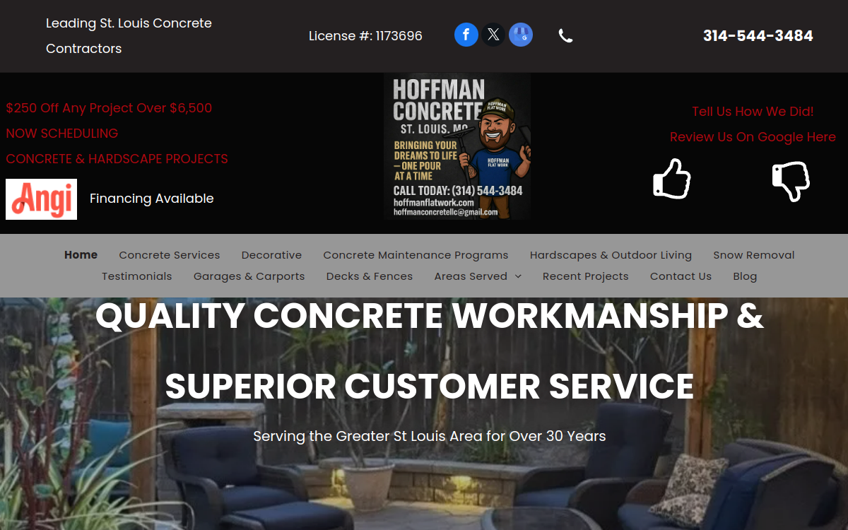 Hoffman Concrete LLC website screenshot