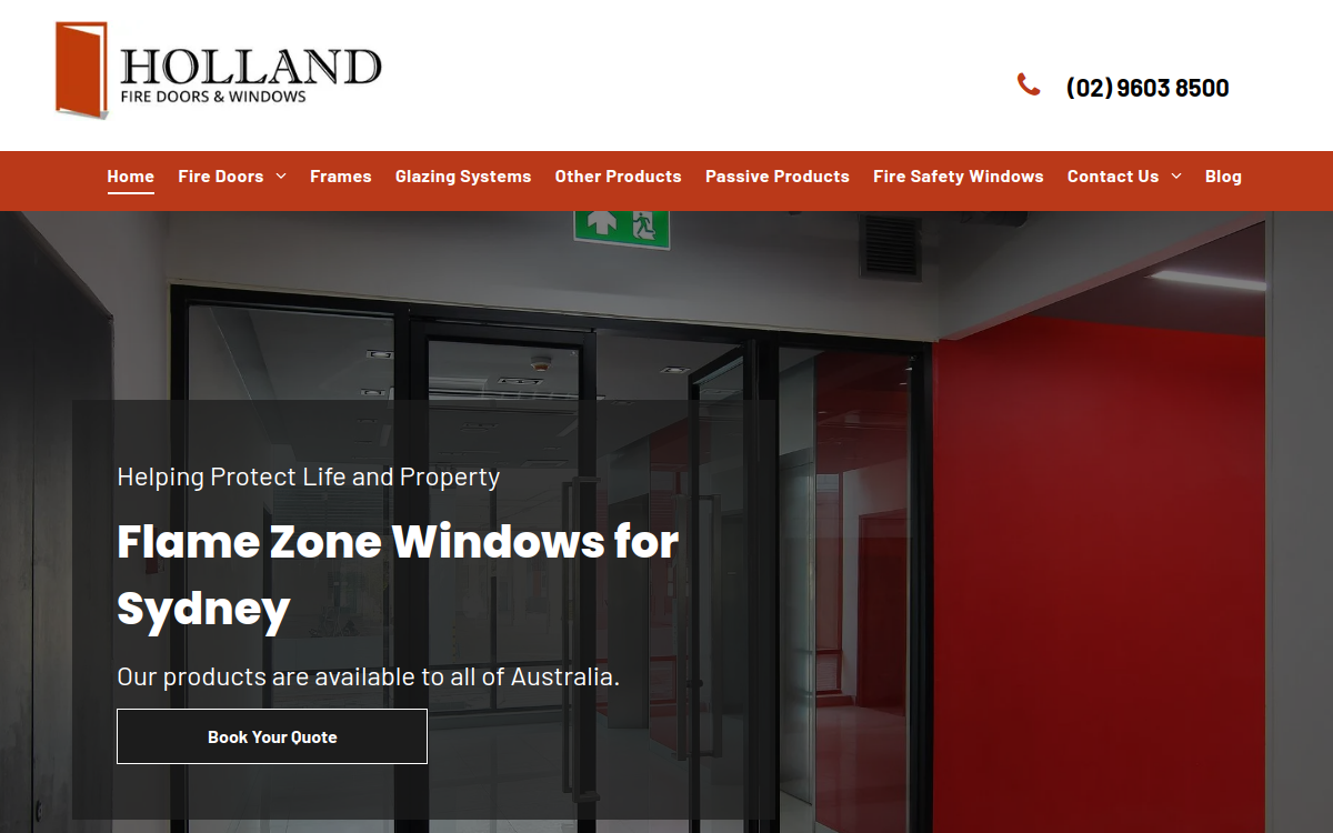 Holland Fire Doors & Windows website screenshot