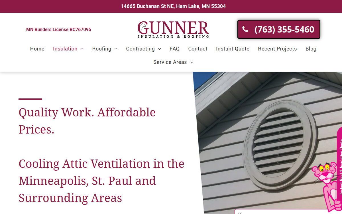 Gunner Insulation website screenshot