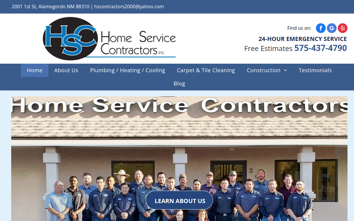 Home Service Contractors website screenshot