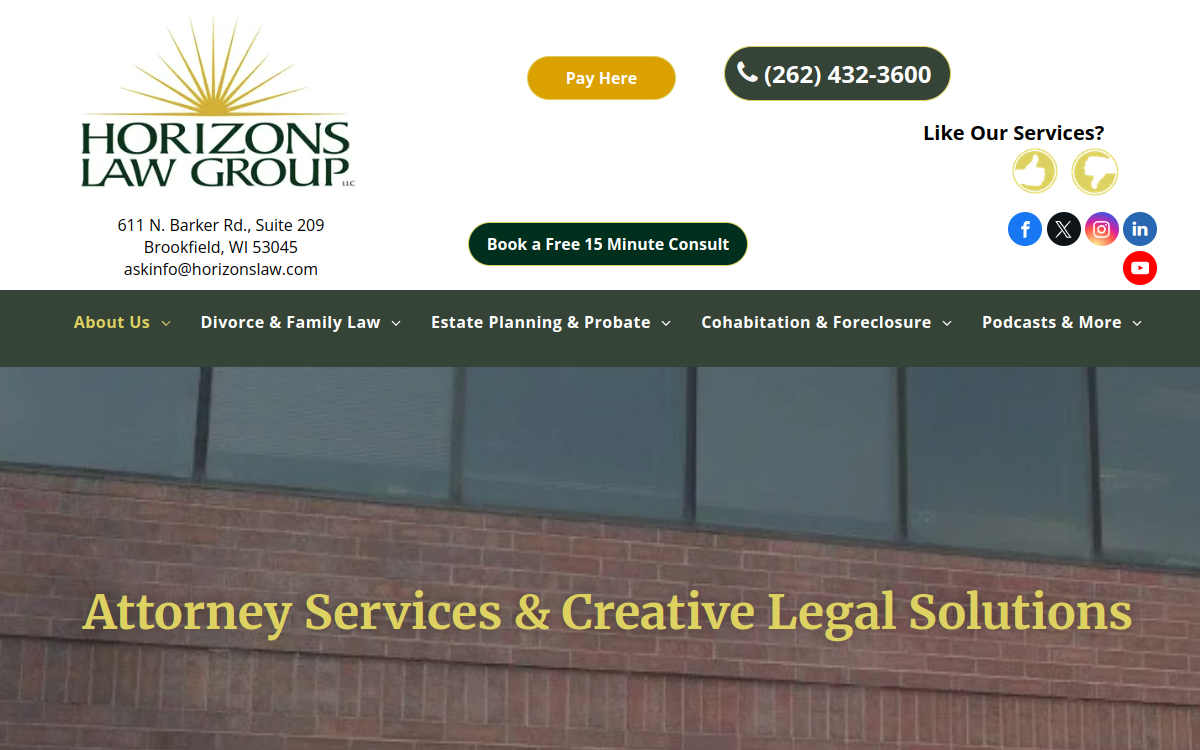 Horizons Law Group, LLC website screenshot