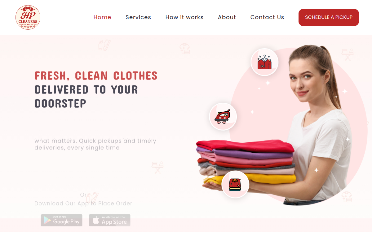 HP Cleaners website screenshot